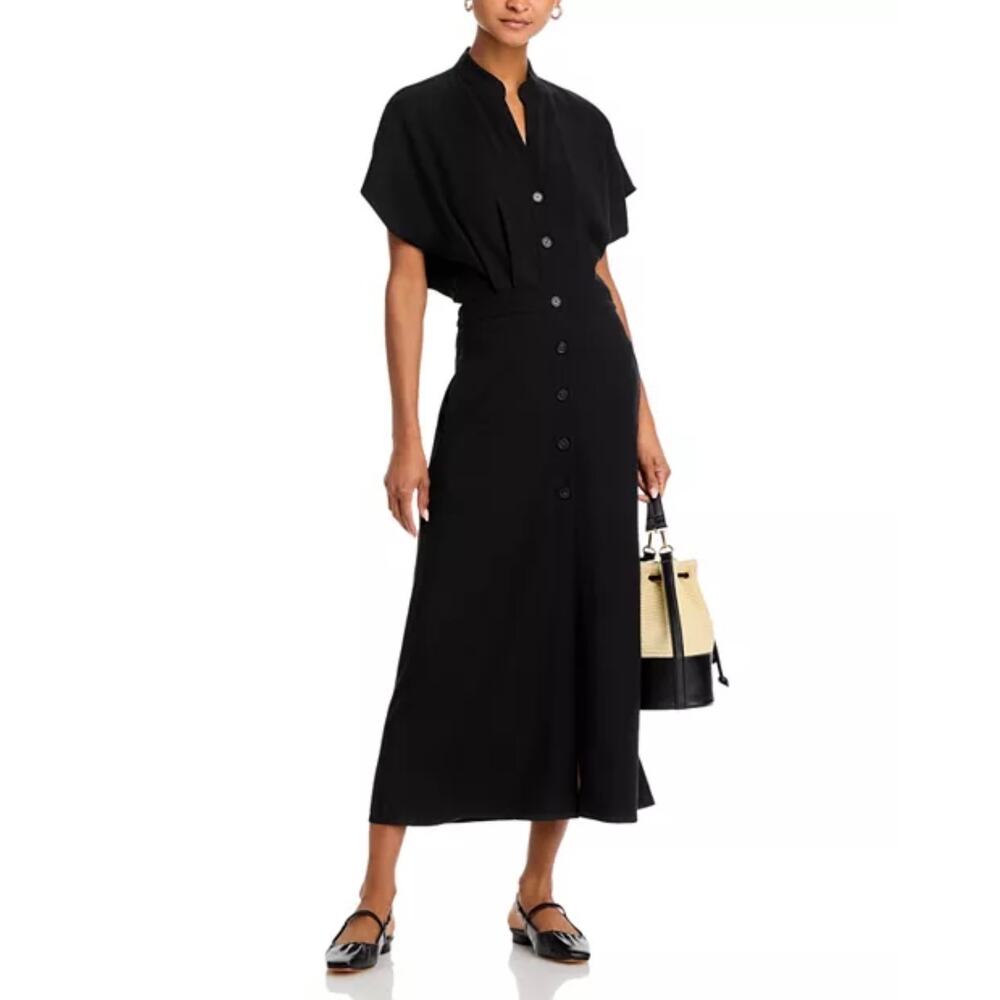 Vanessa Bruno Black Button-Front Midi Dress - Picture 3 of 9